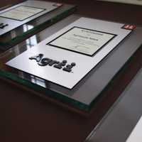 elegancki szklany dyplom na jubileusz dla firm 